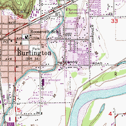 Topographic Map of Central Valley Assembly of God Church, WA