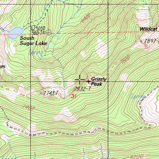Topographic Map of Grizzly Peak, CA