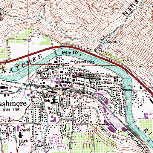 Topographic Map of Cashmere Presbyterian Church, WA