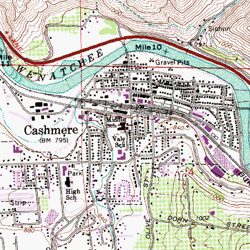 Topographic Map of Cashmere United Methodist Church, WA