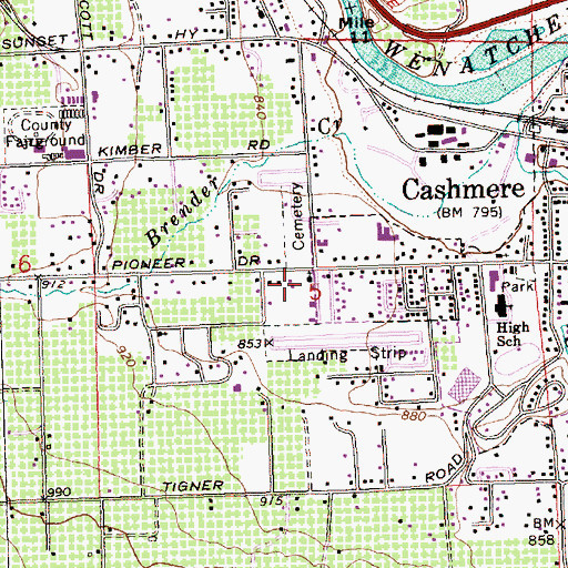 Topographic Map of Faith Church of God, WA