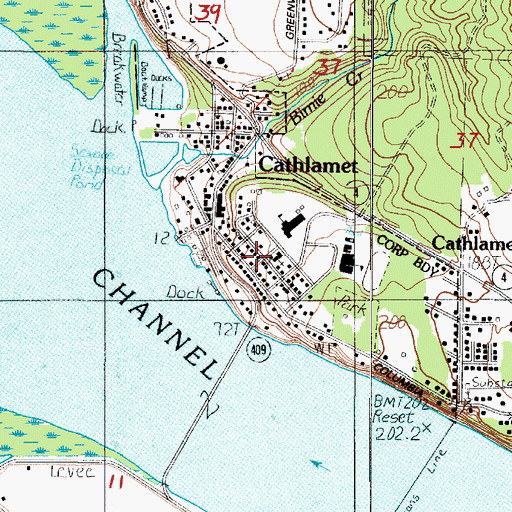 Topographic Map of Cathlamet Congregational Church, WA