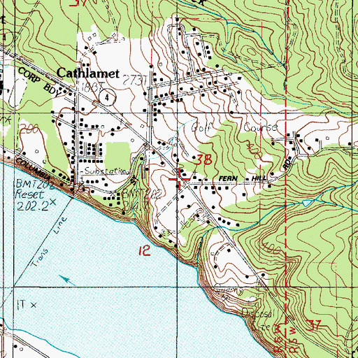 Topographic Map of Cathlamet Seventh Day Adventist Church, WA