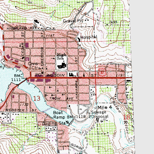 Topographic Map of Berean Baptist Church, WA