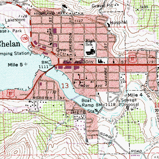 Topographic Map of Chelan Church of the Nazarene, WA
