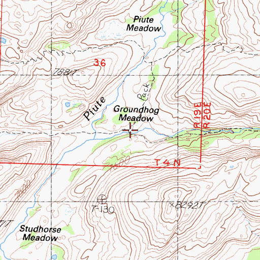 Topographic Map of Groundhog Meadow, CA