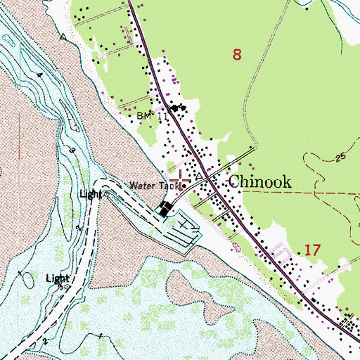 Topographic Map of Chinook Lutheran Church, WA