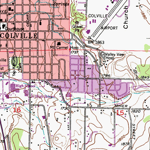 Topographic Map of Colville Christian Church, WA