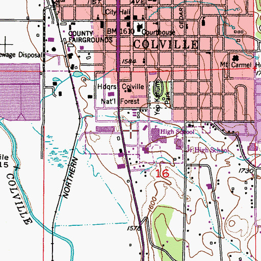 Topographic Map of Colville United Methodist Church, WA