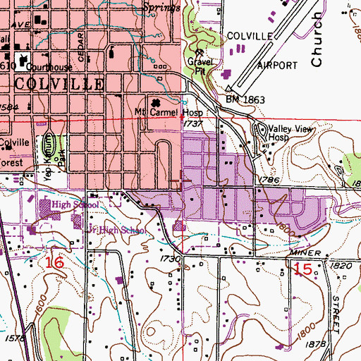 Topographic Map of Colville Valley Baptist Church, WA