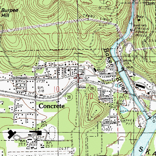 Topographic Map of Concrete Assembly of God Church, WA