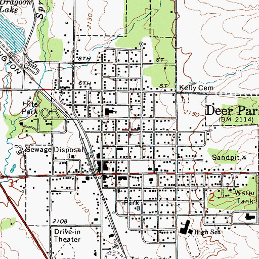 Topographic Map of Deer Park Church of Nazarene, WA