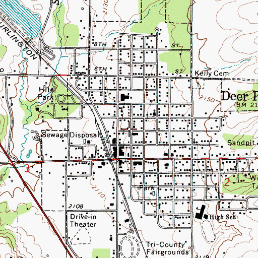 Topographic Map of Deer Park United Methodist Church, WA