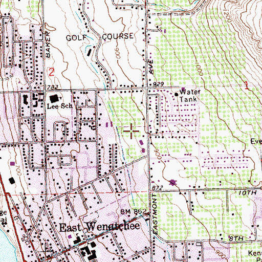 Topographic Map of Bethel Baptist Church, WA