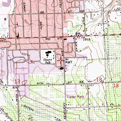 Topographic Map of Grant Missionary Baptist Church, WA
