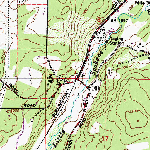 Topographic Map of Elk Community Church, WA