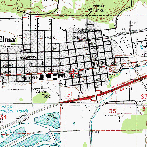 Topographic Map of Lighthouse Baptist Church, WA