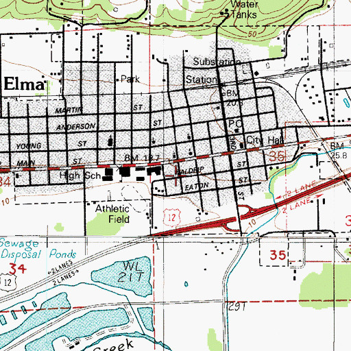 Topographic Map of Saint Joseph's Catholic Church, WA