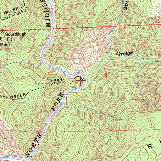 Topographic Map of Grouse Creek, CA