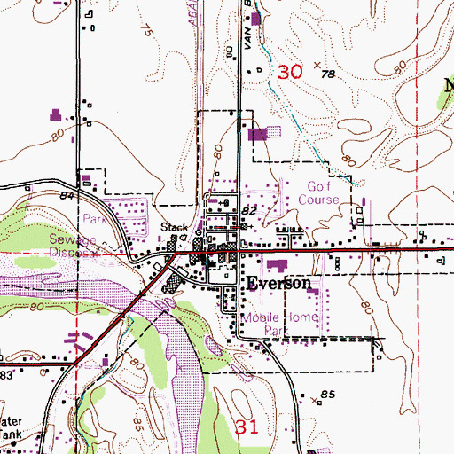 Topographic Map of Everson First Presbyterian Christian Church, WA