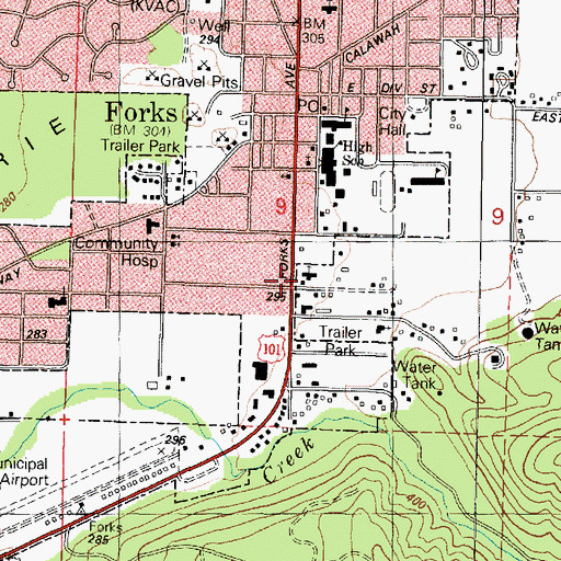 Topographic Map of First Baptist Church, WA