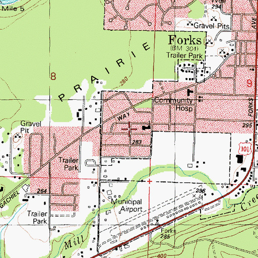 Topographic Map of Forks Bible Church, WA