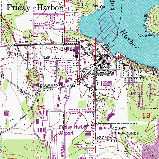 Topographic Map of Friday Harbor Presbyterian Church, WA
