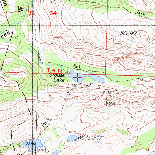 Topographic Map of Grouse Lake, CA