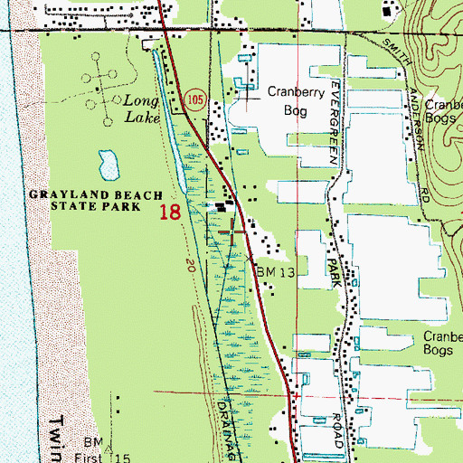 Topographic Map of Lutheran Church of Twin Harbors, WA