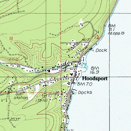 Topographic Map of Hood Canal Community Church, WA