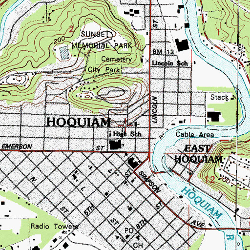 Topographic Map of First Baptist Church, WA