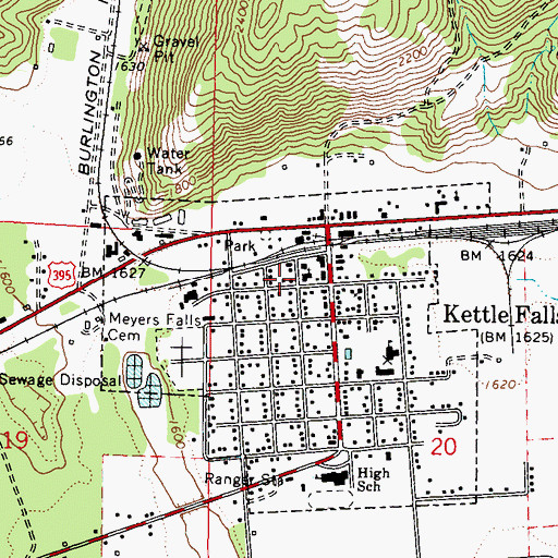 Topographic Map of Kettle Falls Assembly of God Church, WA