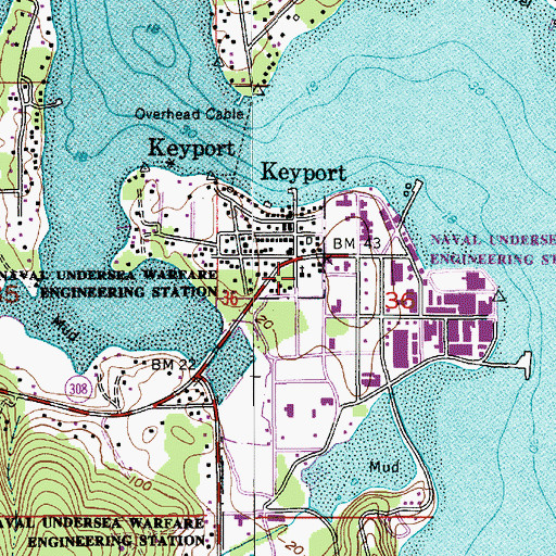 Topographic Map of Keyport Bible Church, WA
