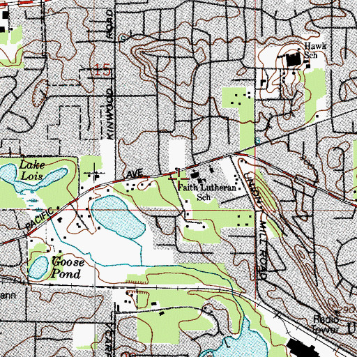 Topographic Map of Faith Lutheran Church, WA