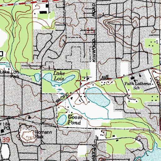 Topographic Map of Lacey Baptist Chapel, WA