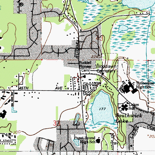 Topographic Map of Lacey Seventh Day Adventist Church, WA