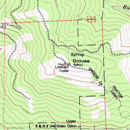 Topographic Map of Grouse Mountain, CA