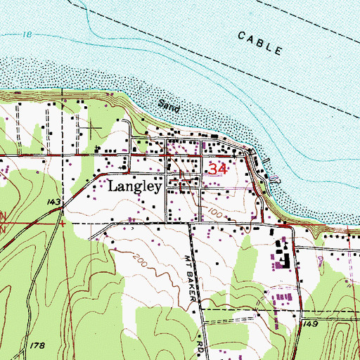Topographic Map of Langley United Methodist Church, WA