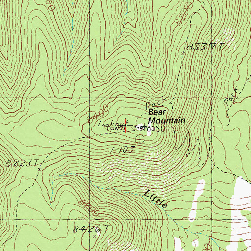 Topographic Map of Bear Mountain, AZ