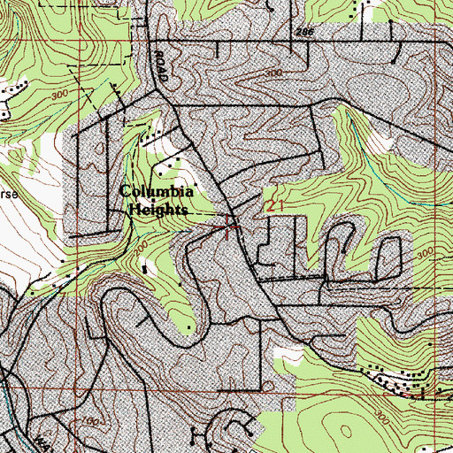 Topographic Map of Columbia Heights Baptist Church, WA