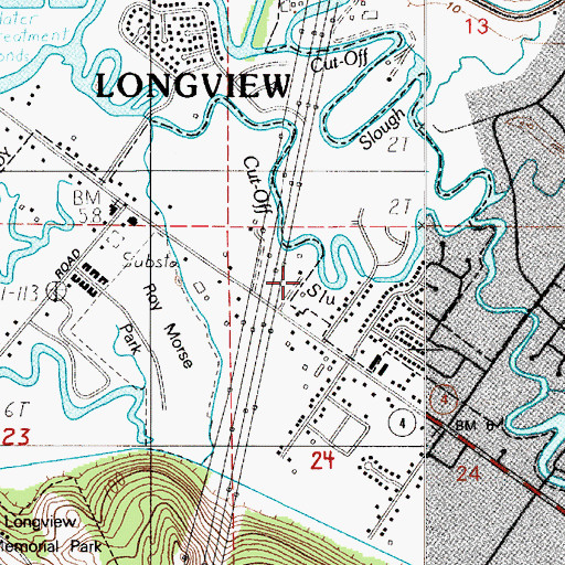 Topographic Map of Longview Church of Christ, WA