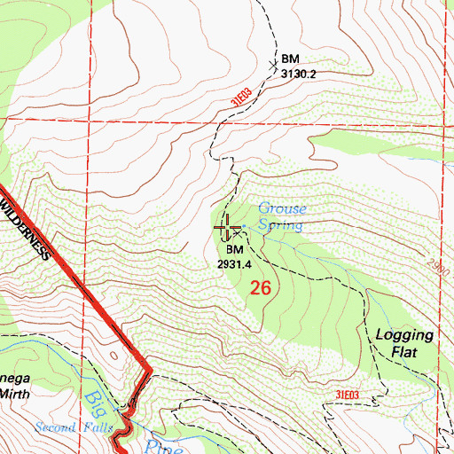Topographic Map of Grouse Spring, CA