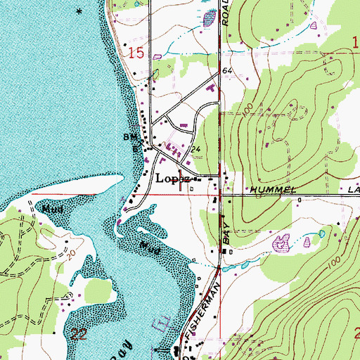 Topographic Map of Lopez Island Community Church, WA