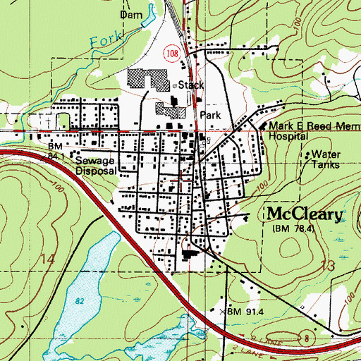 Topographic Map of McCleary Community Church, WA
