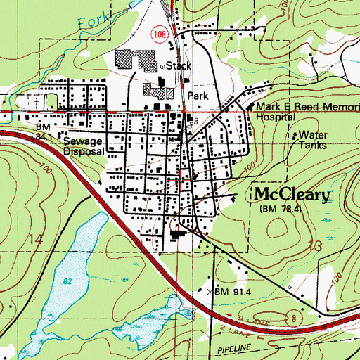 Topographic Map of McCleary United Methodist Church, WA