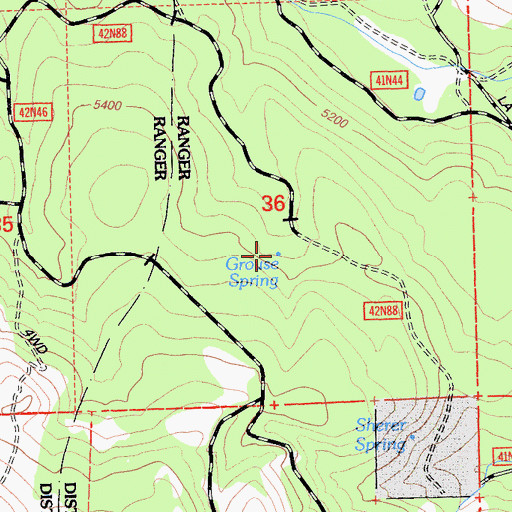 Topographic Map of Grouse Spring, CA