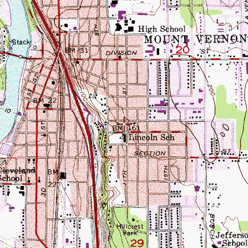 Topographic Map of Mount Vernon Church of Christ, WA