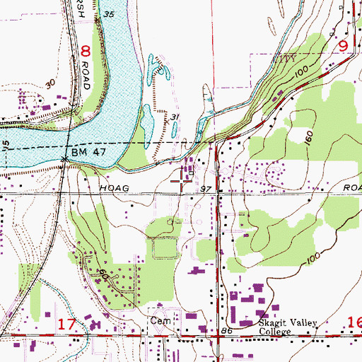Topographic Map of Salem Lutheran Church, WA