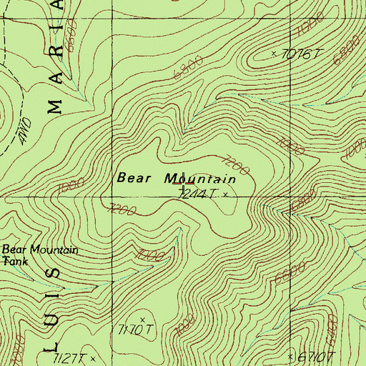 Topographic Map of Bear Mountain, AZ