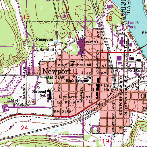 Topographic Map of Saint Anthony's Catholic Church, WA